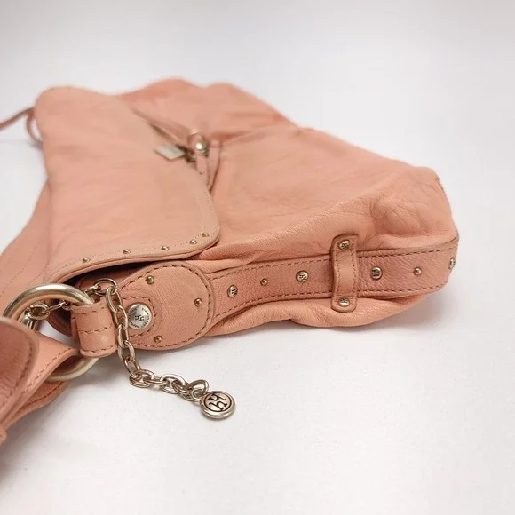 Hayden Harnett Handbag Salmon Coral Soft Leather Shoulder Bag‎ Purse Twist Lock - Picture 8 of 8